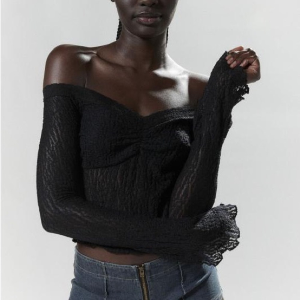 Urban Outfitters Silence + Noise Delphine Semi-Sheer Lace Top